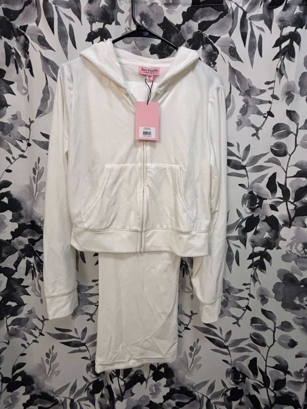Juicy Couture White Velour Zip Hoodie Set